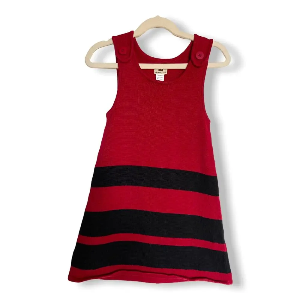 Tea Collection Girls Jumper Size 5 Red Black Stripe Maramures Sweater Dress Knit